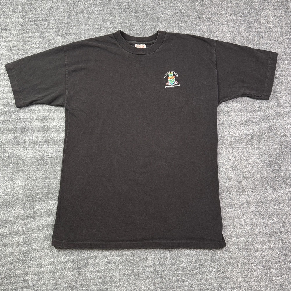Vintage Hefty Mens T Shirt XL Cayman Islands BWI Embroidered Single Stitch 90s - Picture 1 of 11